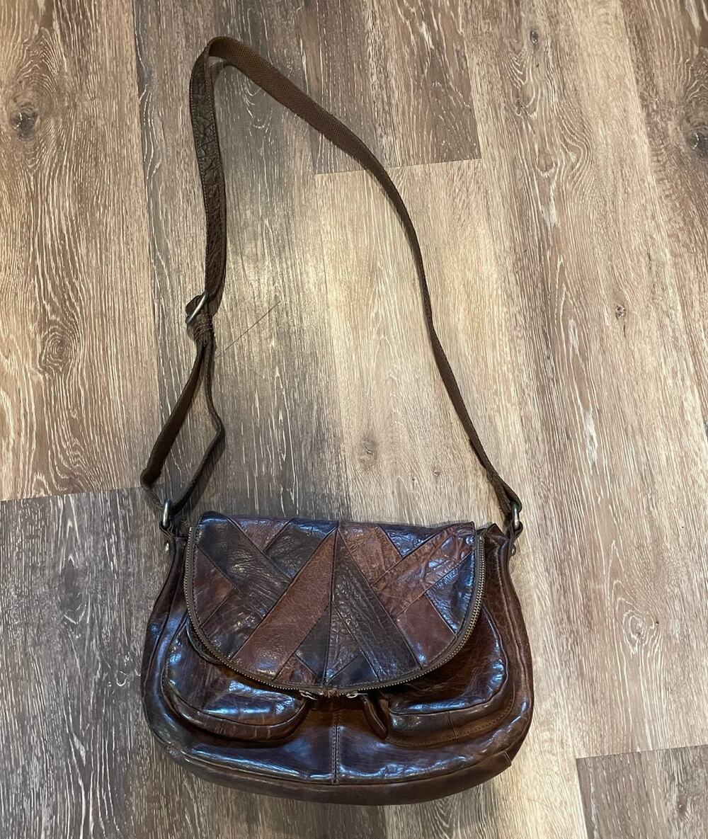 brown leather lucky brand messenger crossbody bag